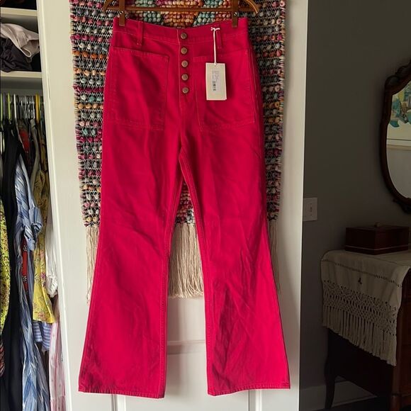 Bright Red Flared Pants